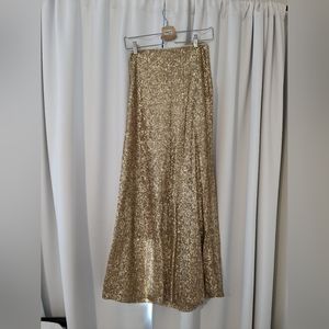 Long gold lined sequin skirt
